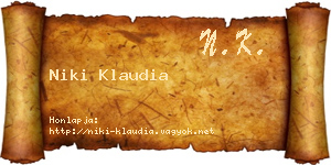Niki Klaudia névjegykártya